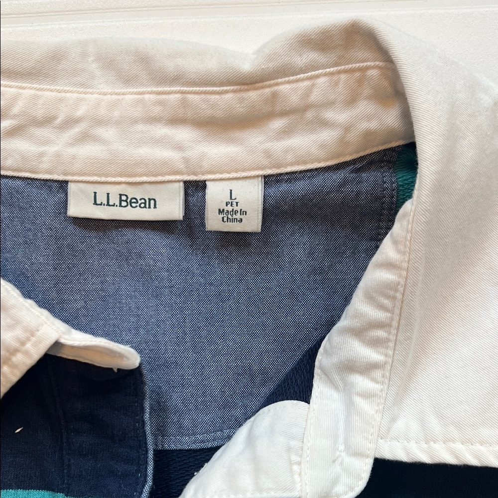 L.L. Bean Women’s Rugby Shirt - Teal and Navy - Picture 2 of 6